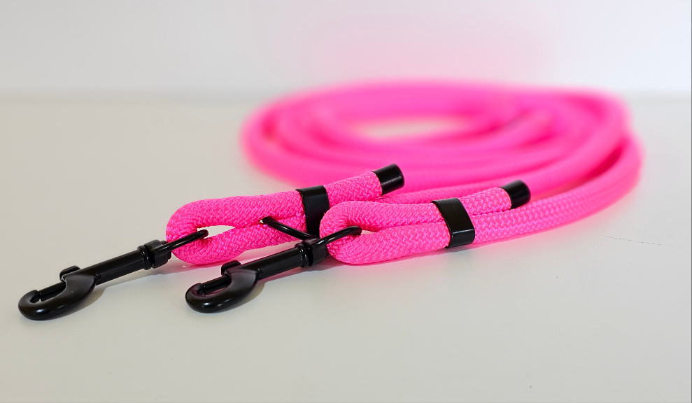 Tau-Hundeleine "neonpink/schwarz"