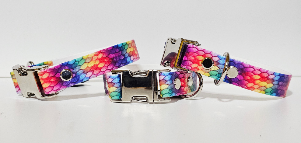 Biothane Halsband "Schuppen bunt"