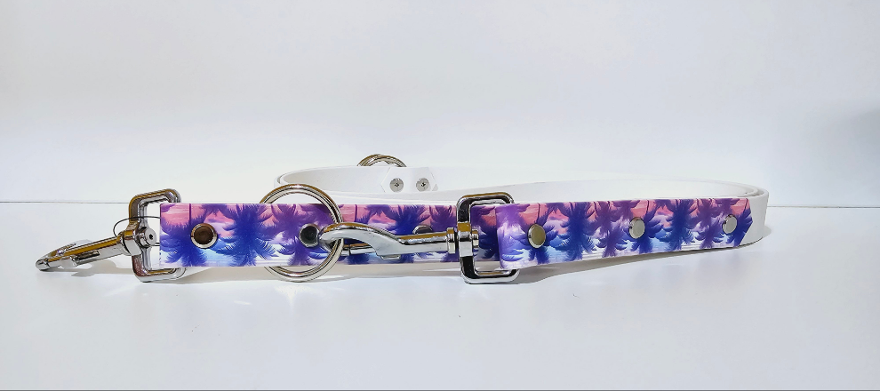 Biothane Hundeleine "weiß/Palme"