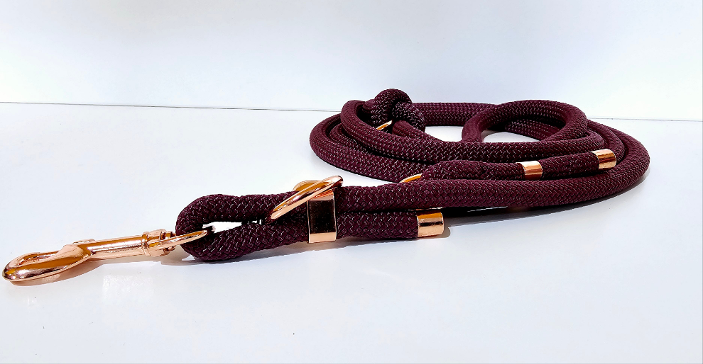 Tau-Hundeleine "aubergine/rosegold"