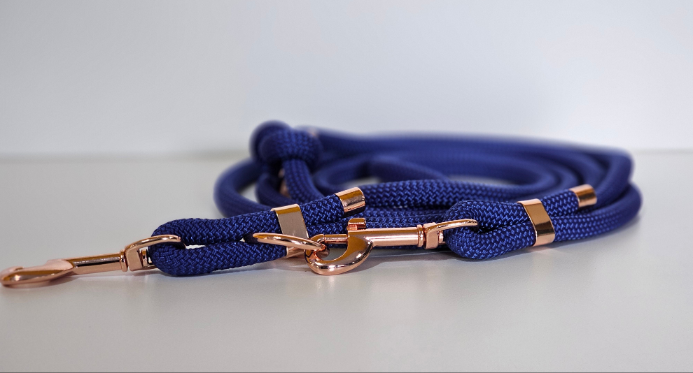 Tau-Hundeleine "dunkelblau/rosegold"