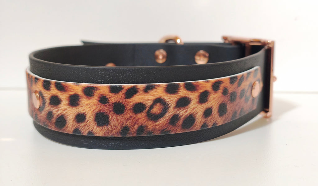 Biothane Halsband "Black/Leo"