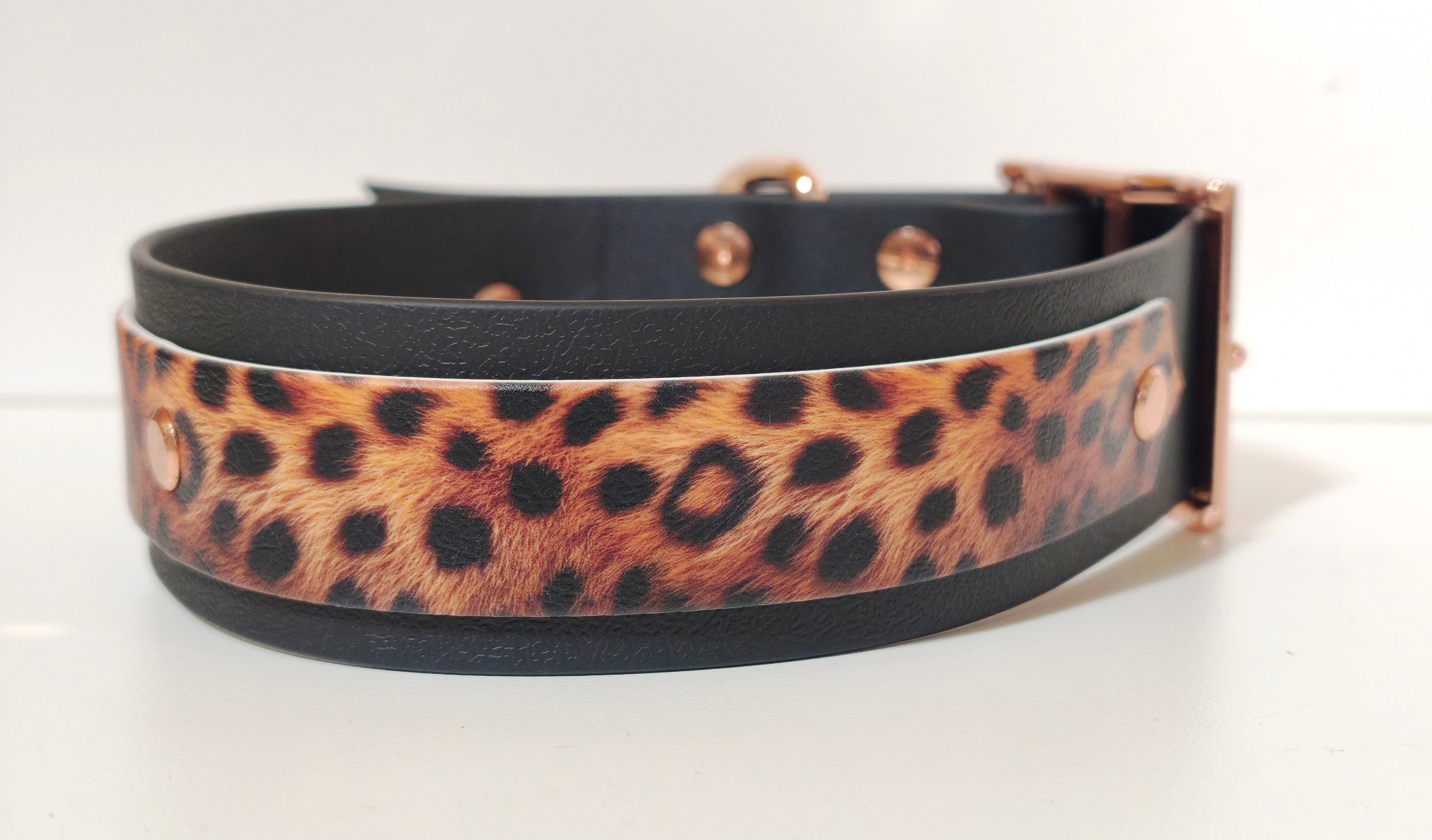 Biothane Halsband "Black/Leo"