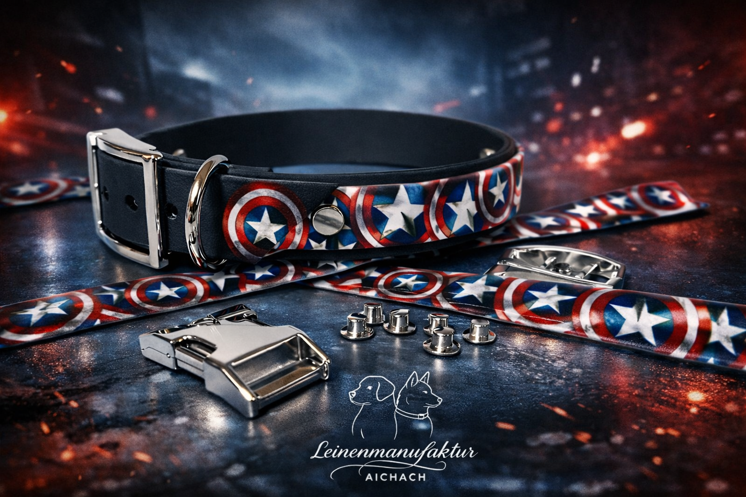 Biothane Halsband "Schild Amerika"