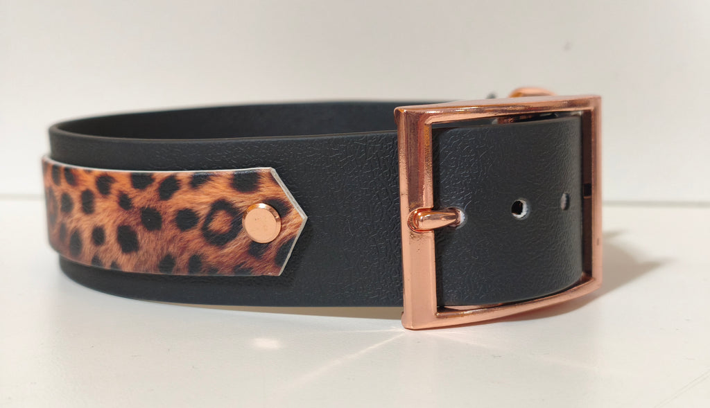 Biothane Halsband "Black/Leo"