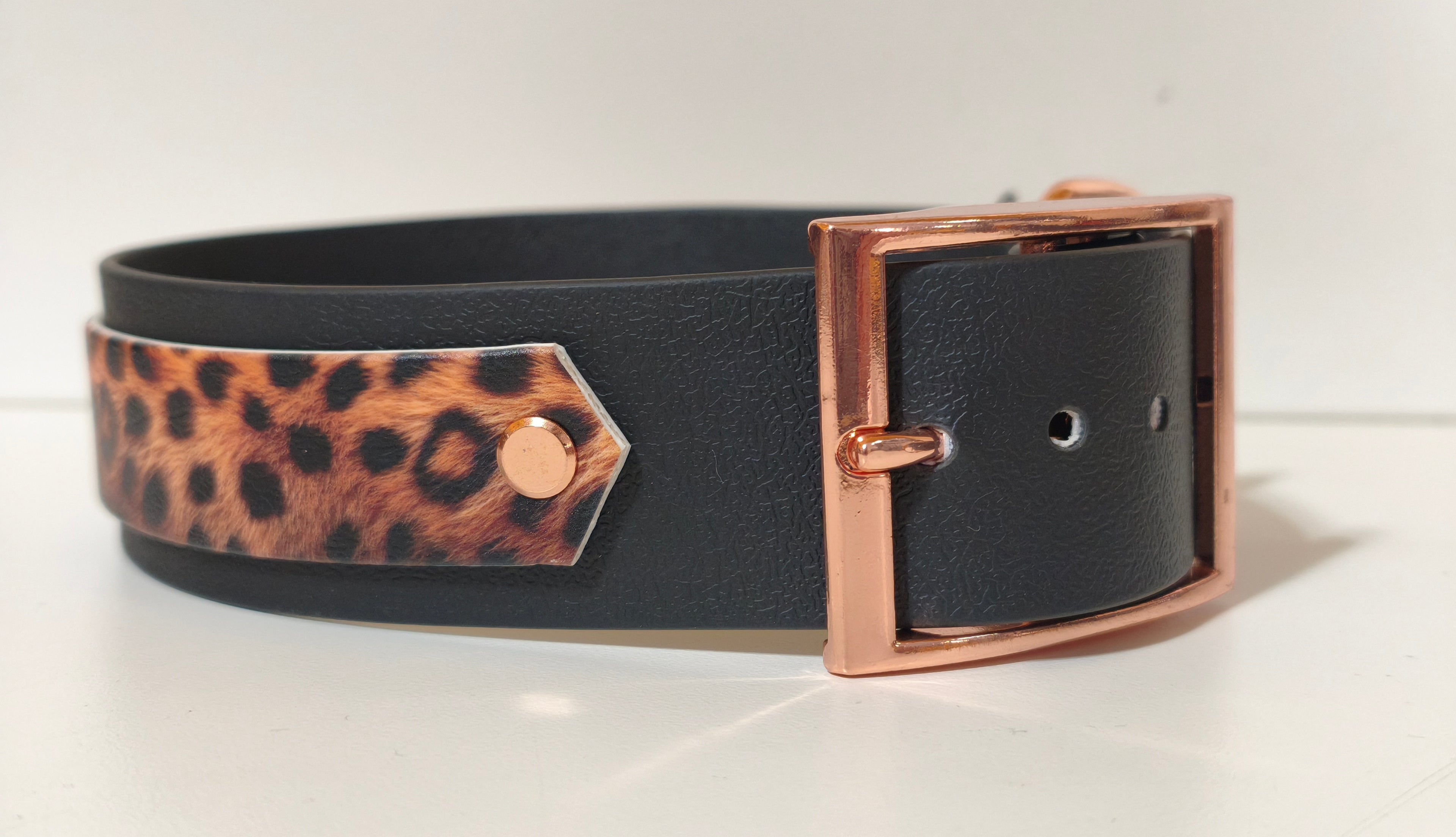 Biothane Halsband "Black/Leo"