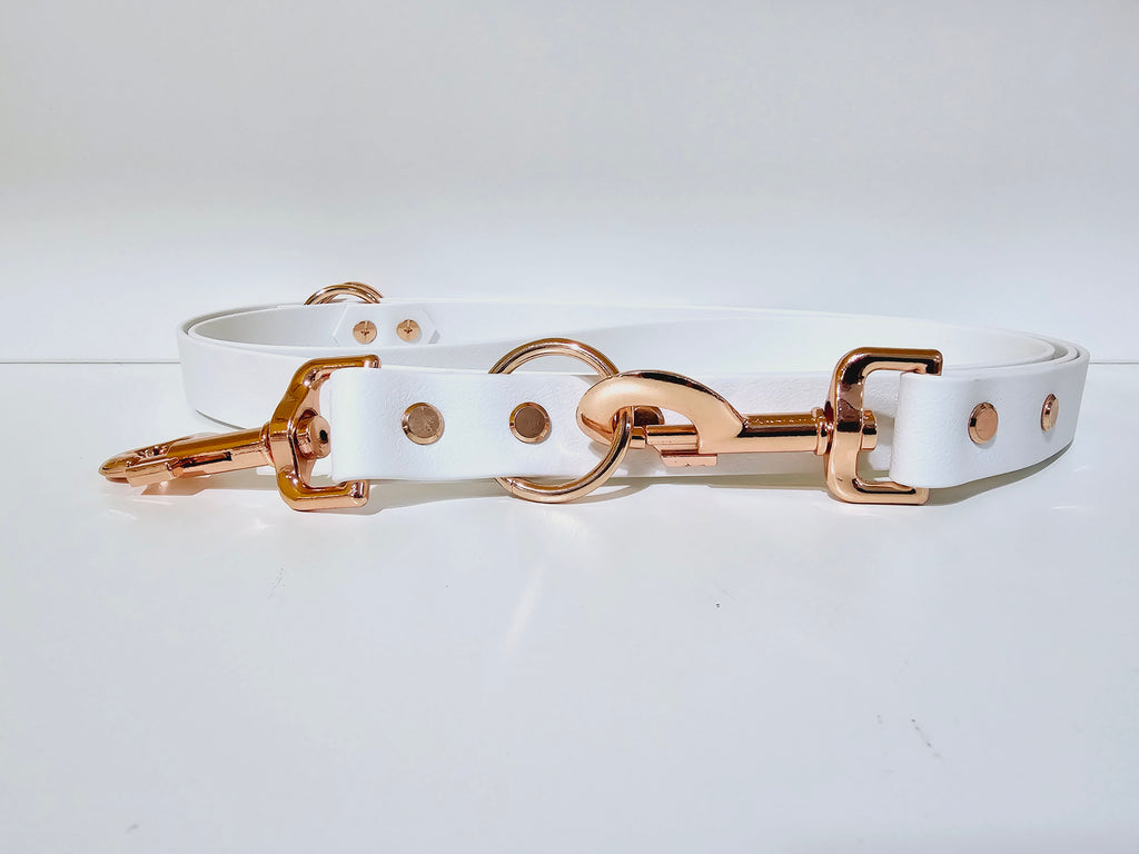 Biothane Hundeleine "weiß/rosegold"