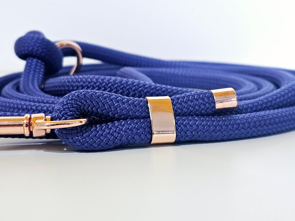 Tau-Hundeleine "dunkelblau/rosegold"