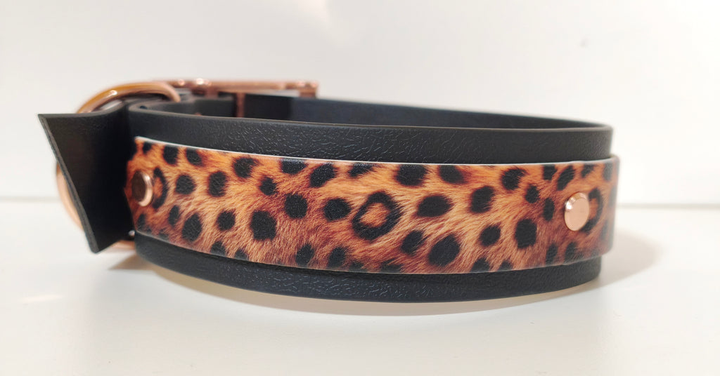 Biothane Halsband "Black/Leo"