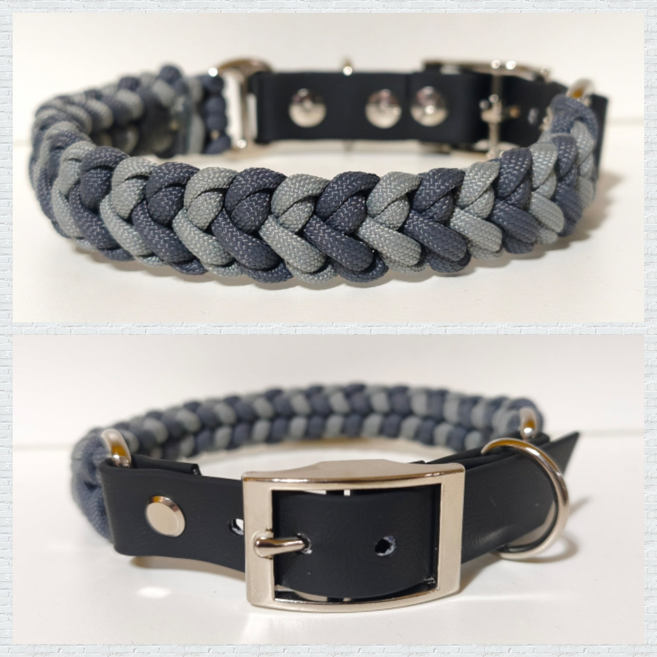 Paracord/Biothane Halsband "Grey/Grey"