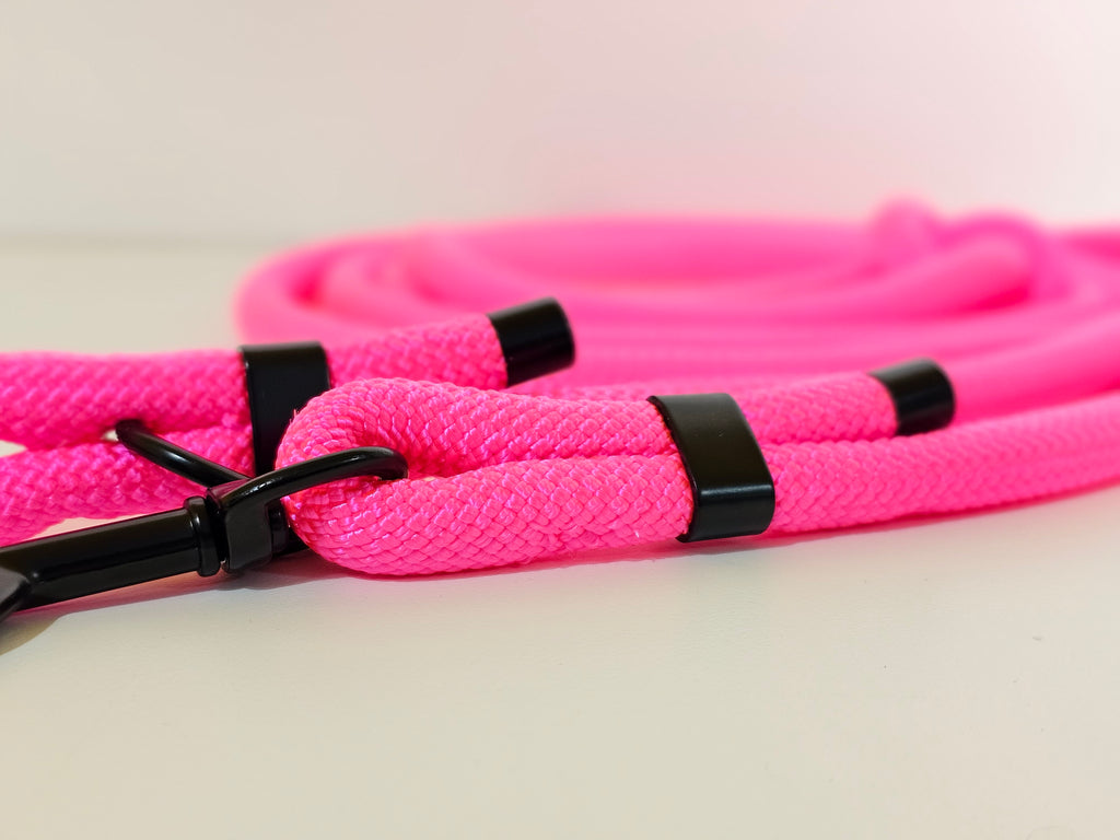 Tau-Hundeleine "neonpink/schwarz"