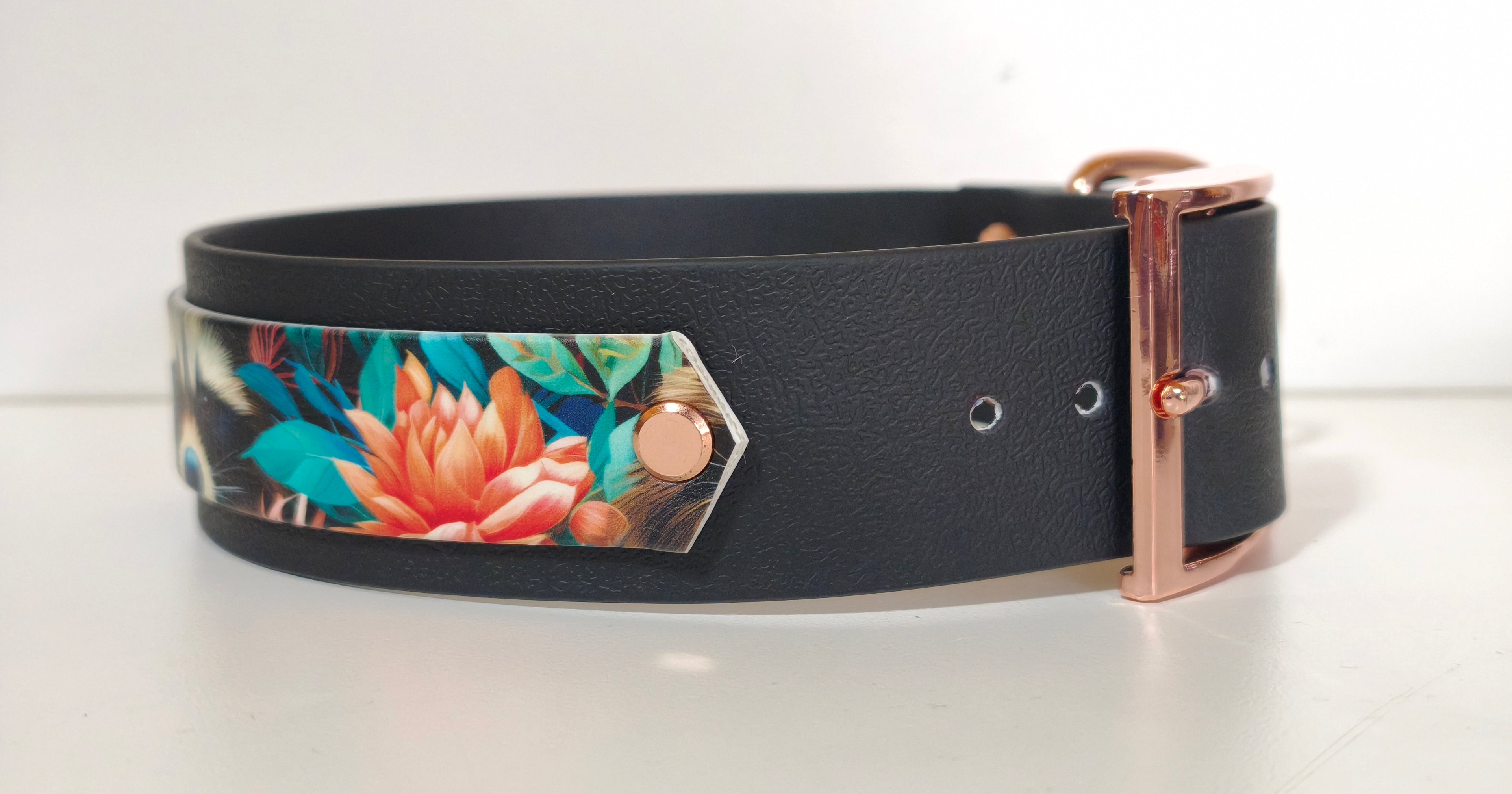 Biothane Halsband "Black/Racoon"