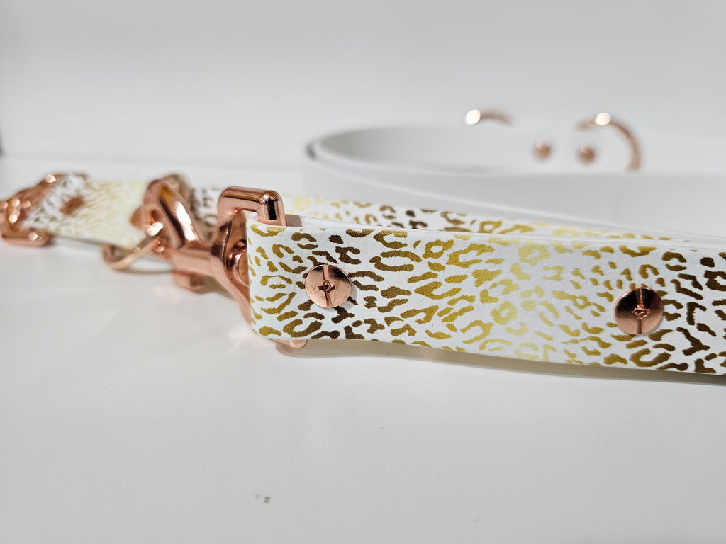 Biothane Hundeleine "weiß/Leo gold"