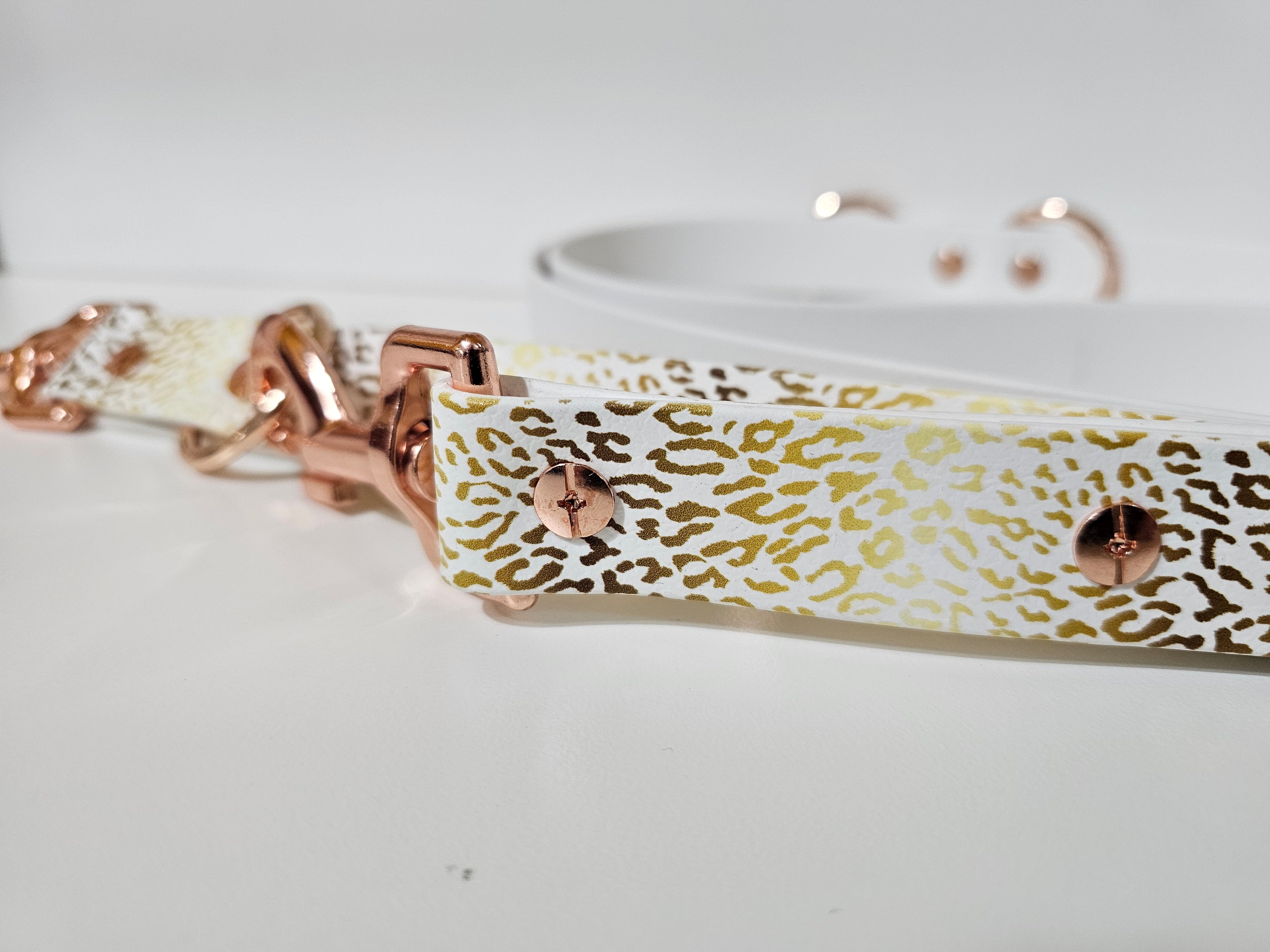 Biothane Hundeleine "weiß/Leo gold"