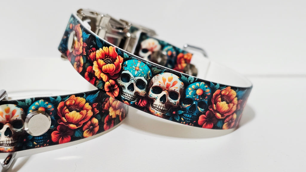 Biothane Halsband "Skull Flower"