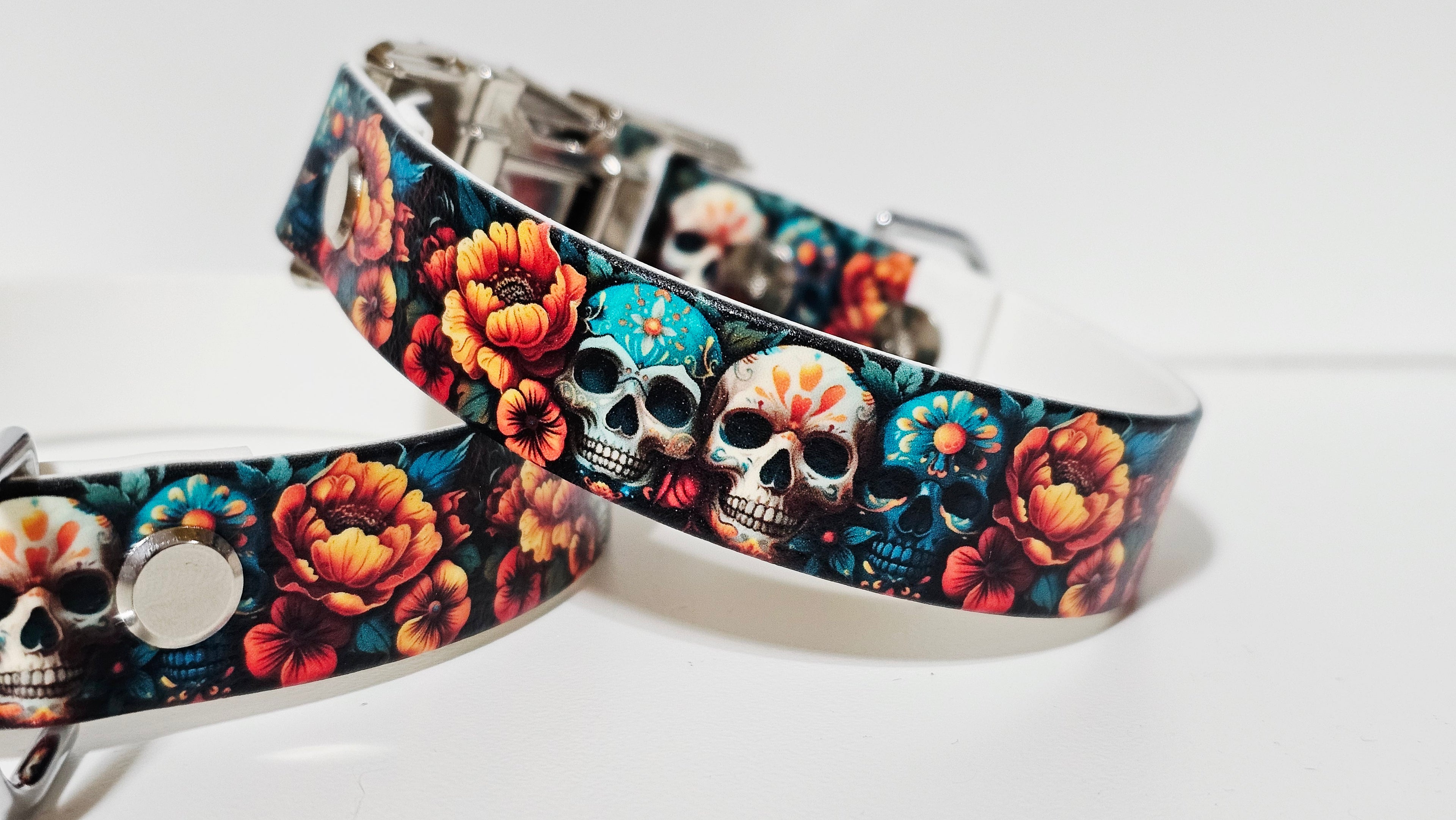 Biothane Halsband "Skull Flower"