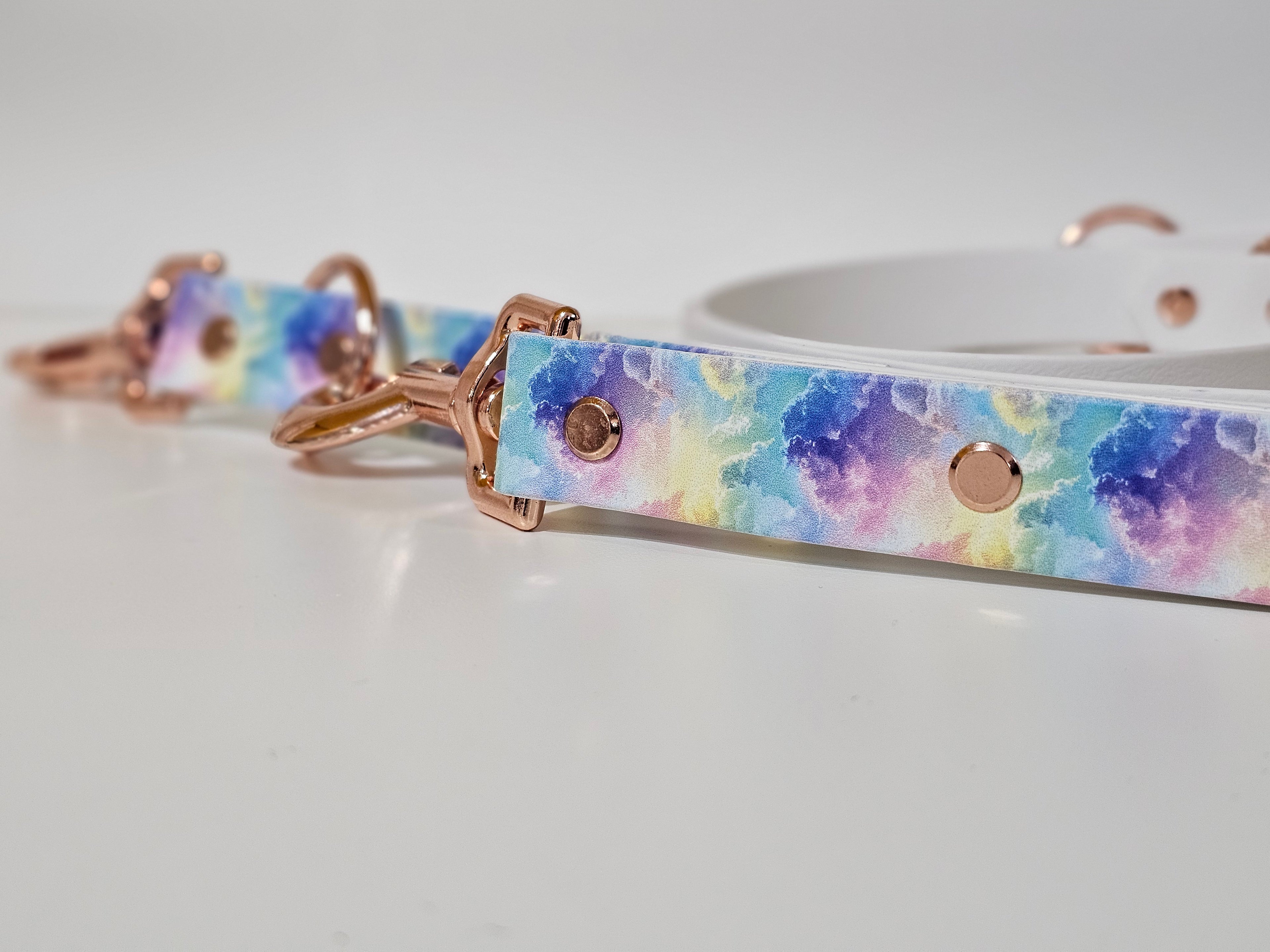 Biothane Hundeleine "weiß/Wolken bunt"