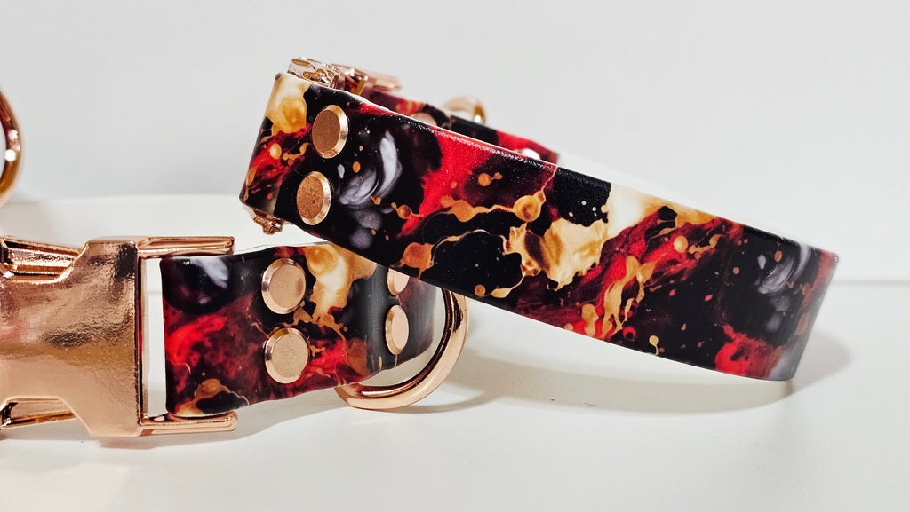 Biothane Halsband "Marmor rot"