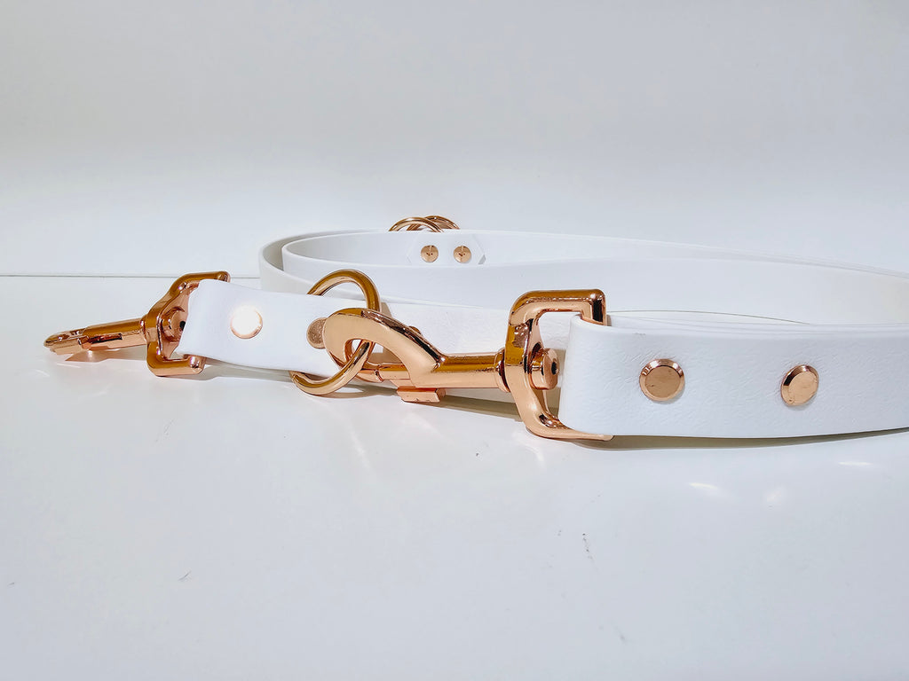 Biothane Hundeleine "weiß/rosegold"