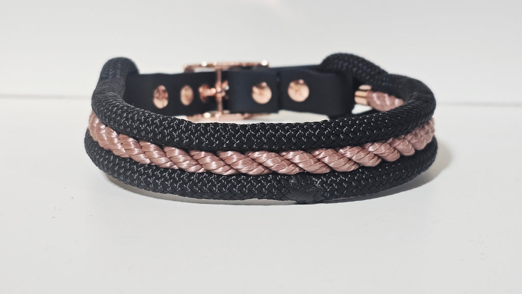 Tau-Halsband "schwarz/rose"