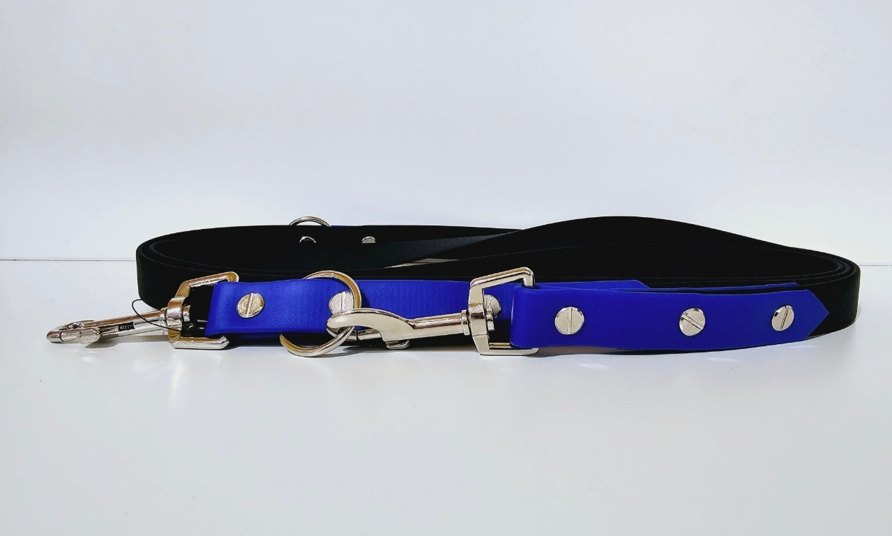Biothane Hundeleine "Dunkelblau - schwarz/silber"