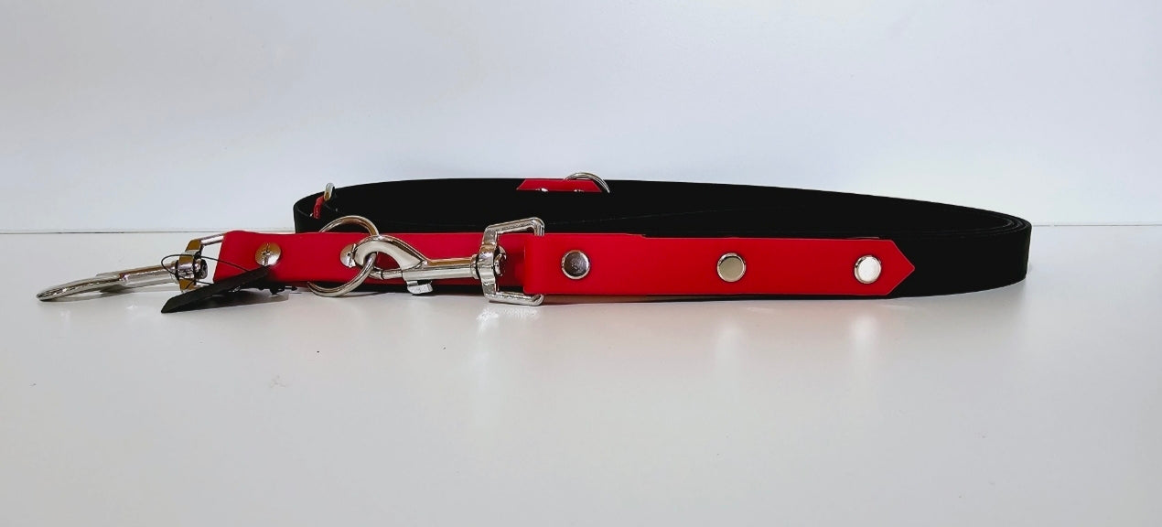 Biothane Hundeleine "Rot-schwarz/silber"